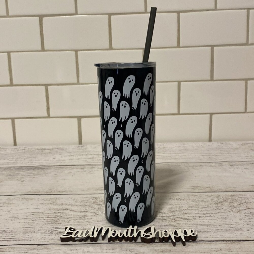Viral Halloween Ghost Stainless Steel Insulated Tall Tumbler Cup with Straw